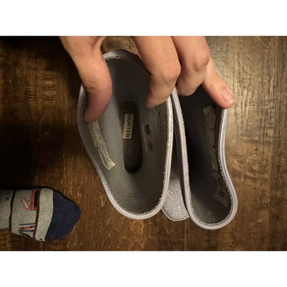 Hunter Rain boot size 12 girl silver glitter - Picture 4 of 6